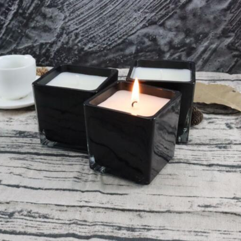 6*6cm UK Luxury black glass jar scented candles custom private label packaging box